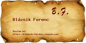 Blázsik Ferenc névjegykártya