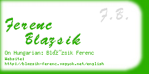 ferenc blazsik business card